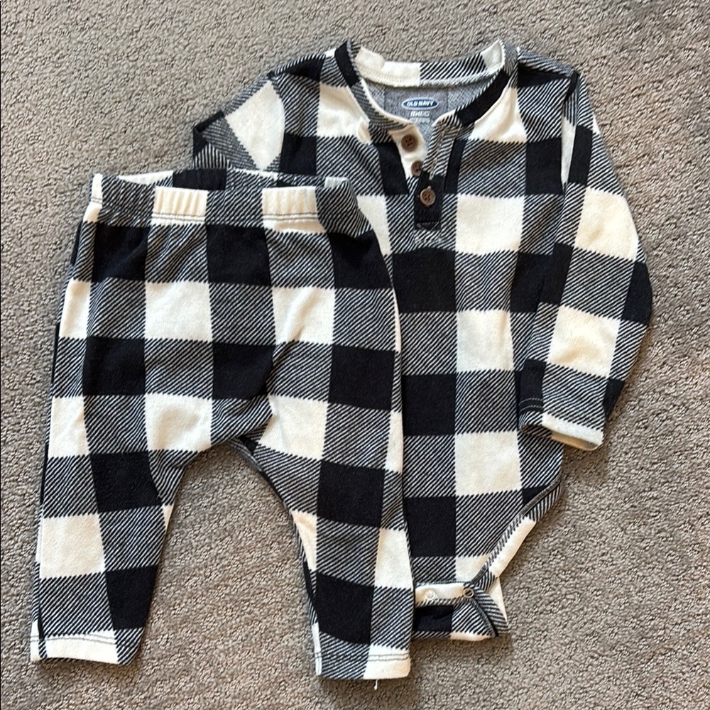 Plaid Baby Onesie and Pants Set